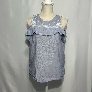 Loft Blue and White Blouse Size Medium